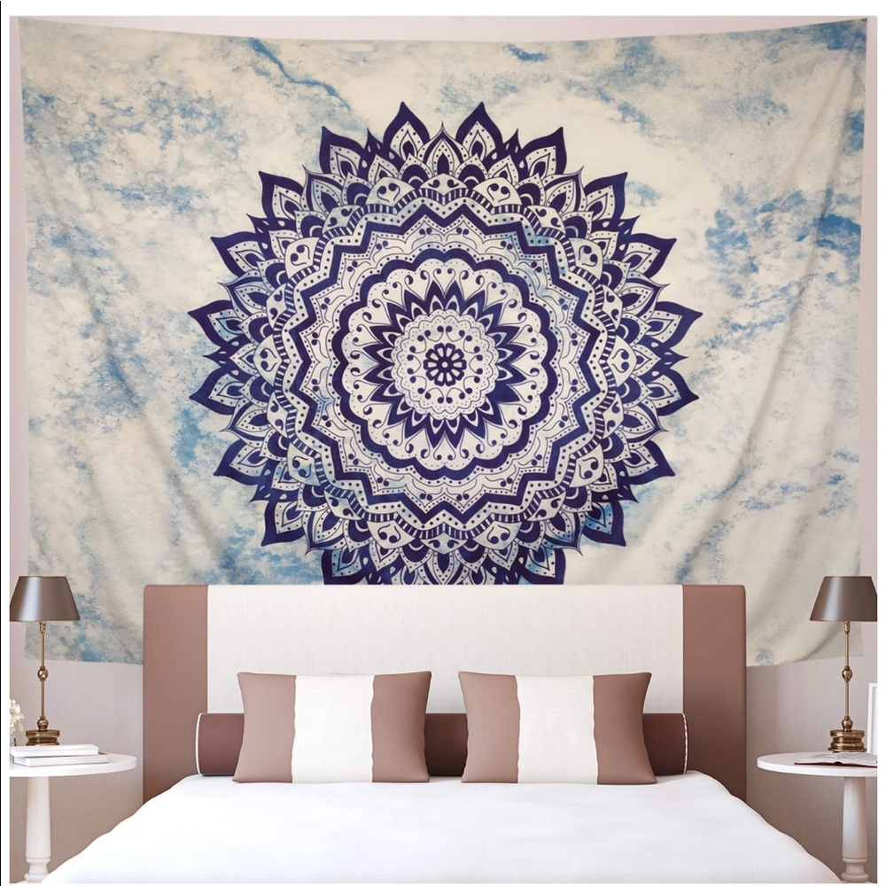 Bohemian Mandala Tapestry Flower Blue